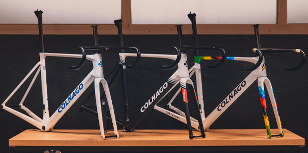 I telai Colnago, come pure le bici complete, offrono un colpo d'occhio di grande fascino