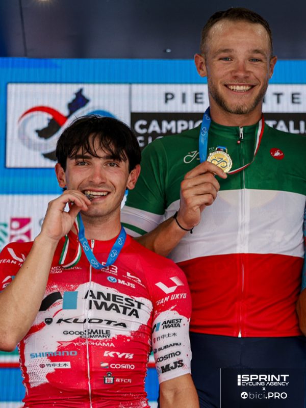 Podio campionato italiano 2026: Jonathan Milan, Tommaso Dati, Alessandro Romele
