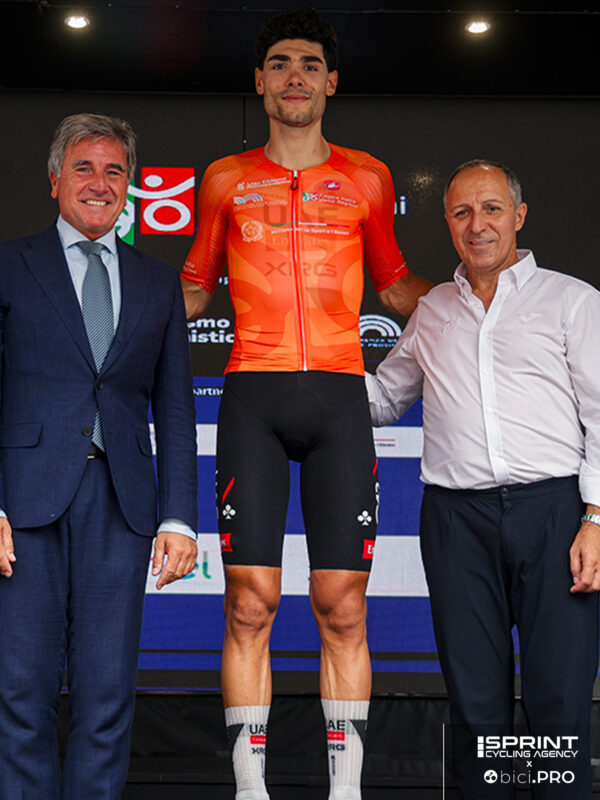 Campionati italiani elite, Cuneo 2026, Roberto Pella, Filippo Baroncini (maglia arancione sicurezza stradale dedicata a Giovanni Iannelli), Cordiano Dagnoni