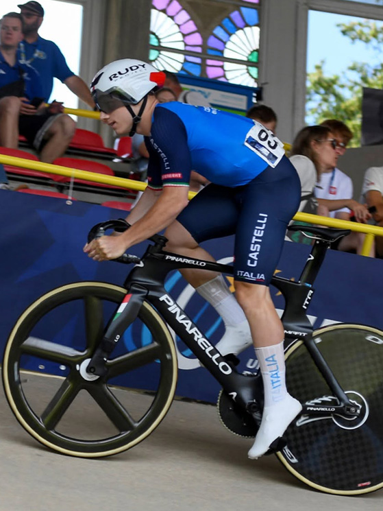 Filippo Cusumano, terzo nello sprint (2° Ghirelli) e nel team sprint, un altro talento della velocità