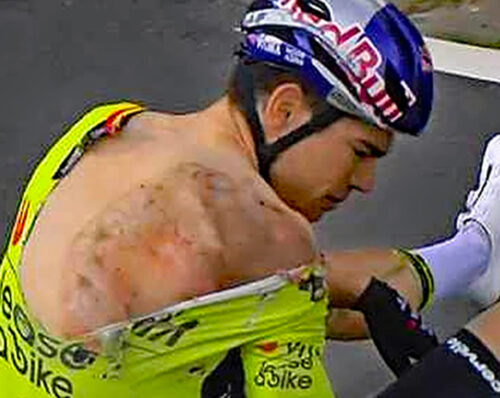 Dwars door Vlaanderen 2024, caduta Wout Van Aert
