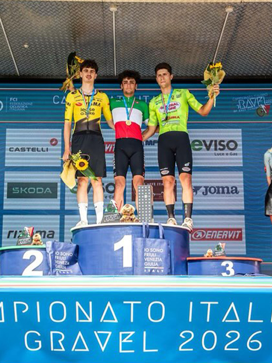 Campionato Italiano Gravel 2026, Filippo Agostinacchio, Pietro Mattio, Kevin Pezzo Rosola (foto Alessandro Billiani)