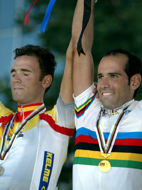 Il podio finale di Hamilton vide la doppietta iberica con Astarloa e Valverde, 3° Van Petegem (BEL)