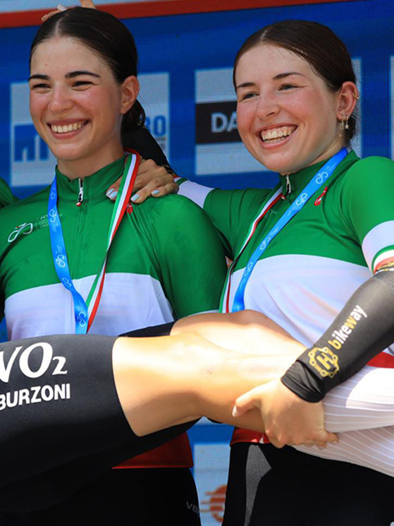 Rossignoli, le gemelle Orsi e Campana hanno conquistato il tricolore cronosquadre con la BFT Burzoni (foto Ossola)