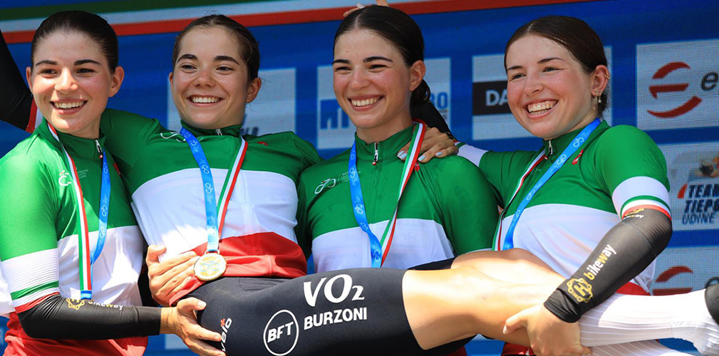 Rossignoli, le gemelle Orsi e Campana hanno conquistato il tricolore cronosquadre con la BFT Burzoni (foto Ossola)