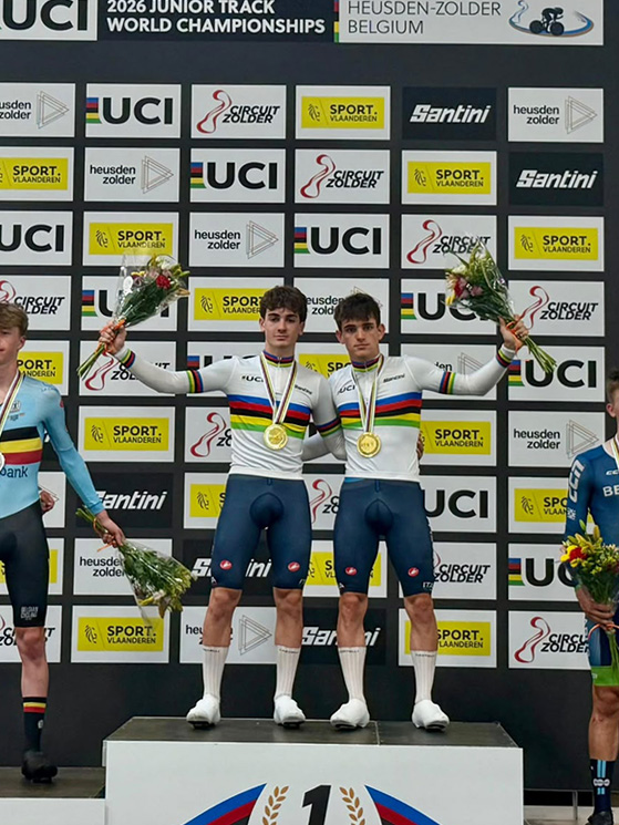 Nella madison lo sprint finale ha permesso ai due azzurri di superare Belgio e Bielorussia