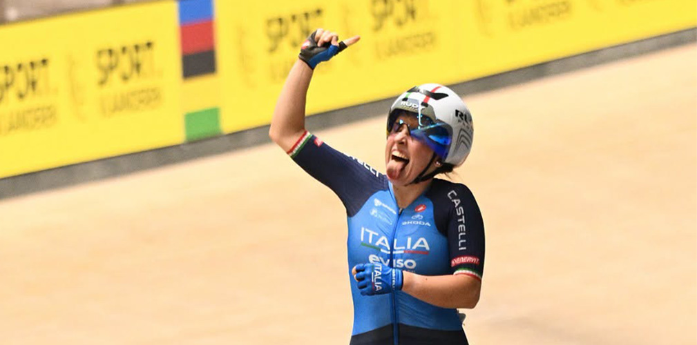 Agata Campana è stata protagonista assoluta, con l'oro in eliminazione e madison e l'argento nello scratch (foto UCI)