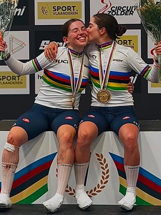 Ai mondiali juniores, è arrivato l'oro nella madisono anche per Agata Campana e Matilde Rossignoli (foto FCI)