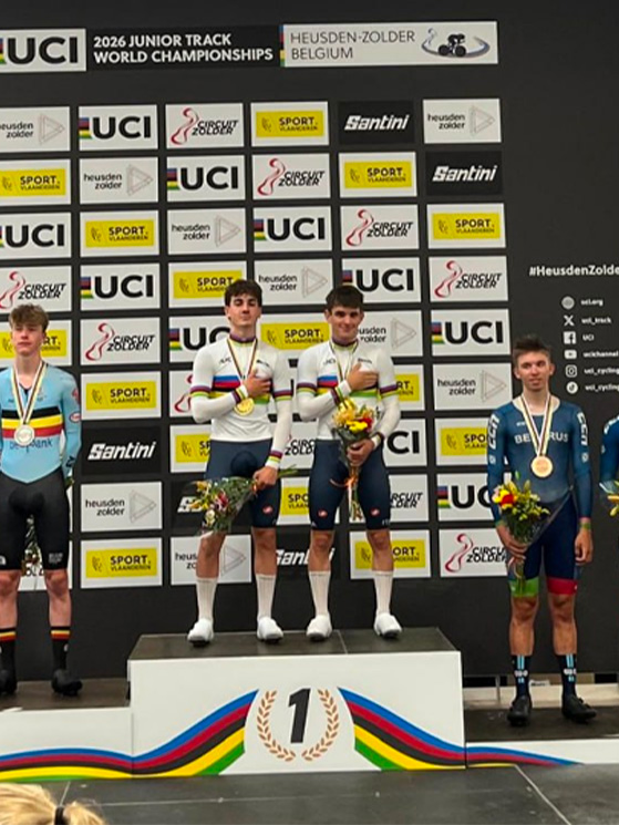 L'oro della madison è toccato anche agli uomini, con la vittoria di Nicola Padovan e Jacopo Vendramin (foto FCI)