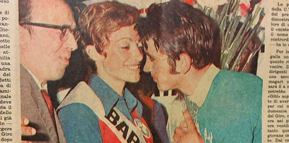 A fare la miss per la vittoria di Baronchelli al Giro Dilettanti del 1973 c'è Mary Cressari, detentrice di moltissimi record in pista