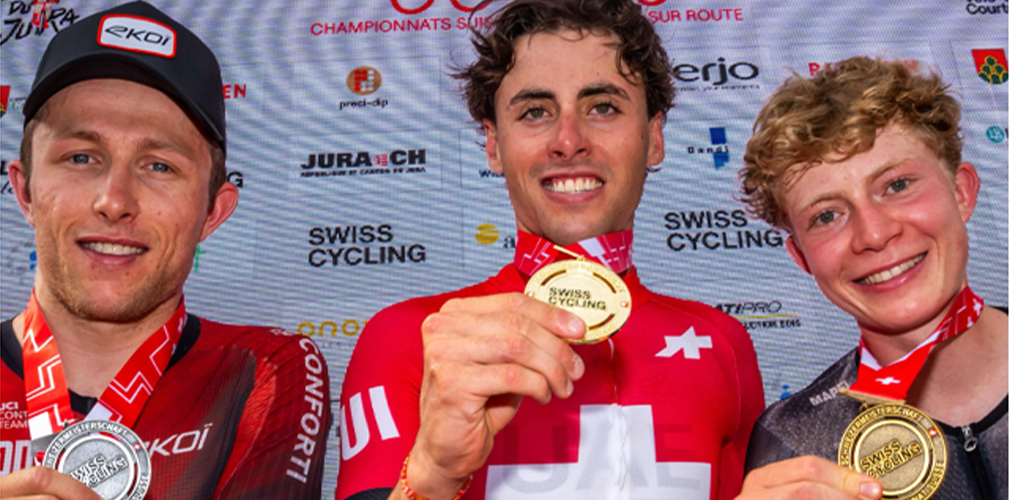 Podio campionati nazionali svizzeri elite 2026: Jan Christen, Valentin Darbellay, Melk Zumstein