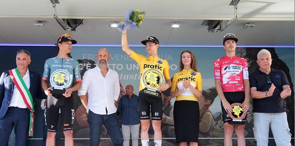 Il podio finale del Friuli con Garibbo davanti a Quintero a 1'04" e il compagno di team Raccani a 1'59" (foto Facebook)