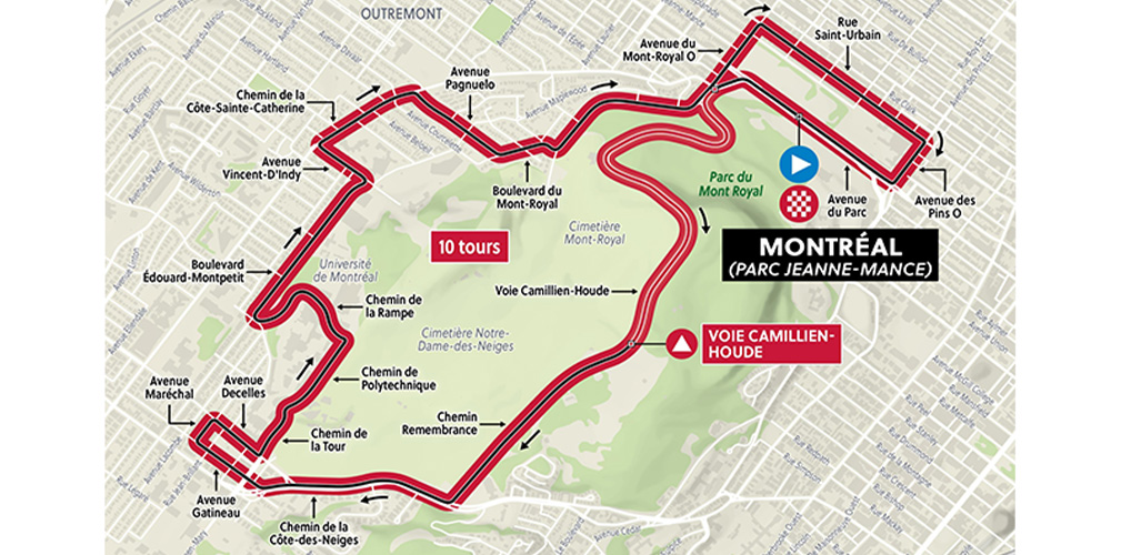 Il circuito di Montreal sarà molto esigente: 13,3 chilometri da ripetere più volte per le varie categorie
