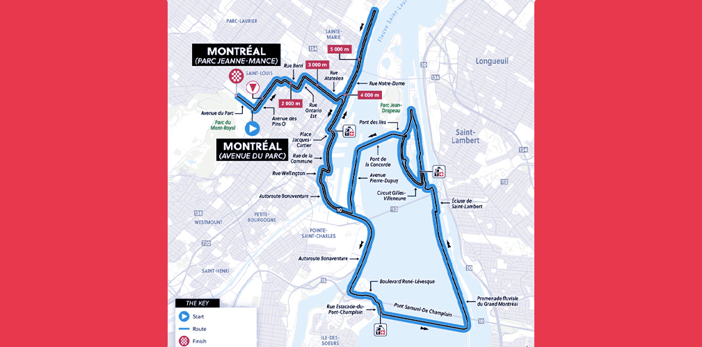 La planimetria della crono iridata di Montreal. Le curve non mancano ma si attendono velocità elevate