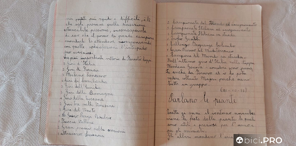 Con tanto di palmares aggiornato. Armani "studiava" il ciclismo con i mezzi di informazione dell'epoca