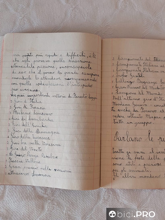 Con tanto di palmares aggiornato. Armani "studiava" il ciclismo con i mezzi di informazione dell'epoca
