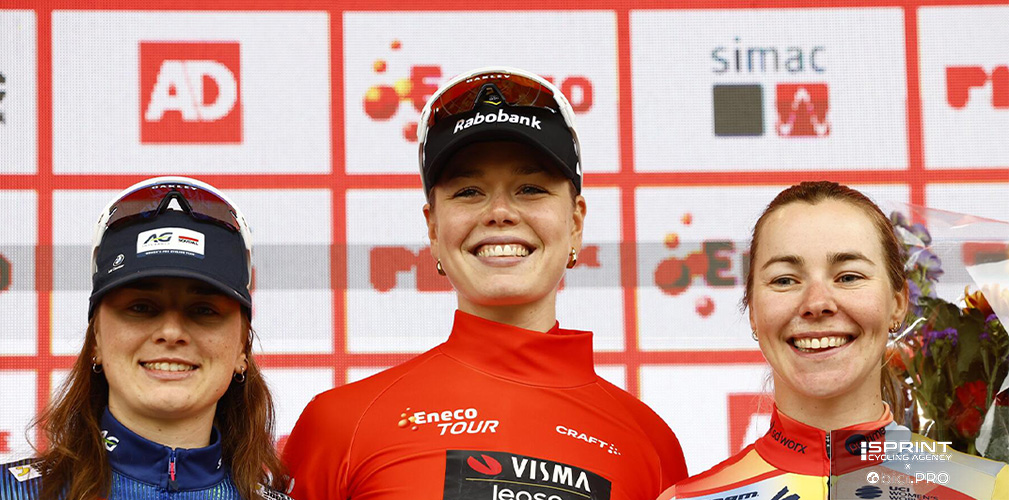 Il podio finale dell'Eneco Tour, vinto dall'olandese Lieke Nooijen sulla connazionale Markus, terza Borghesi a 37"