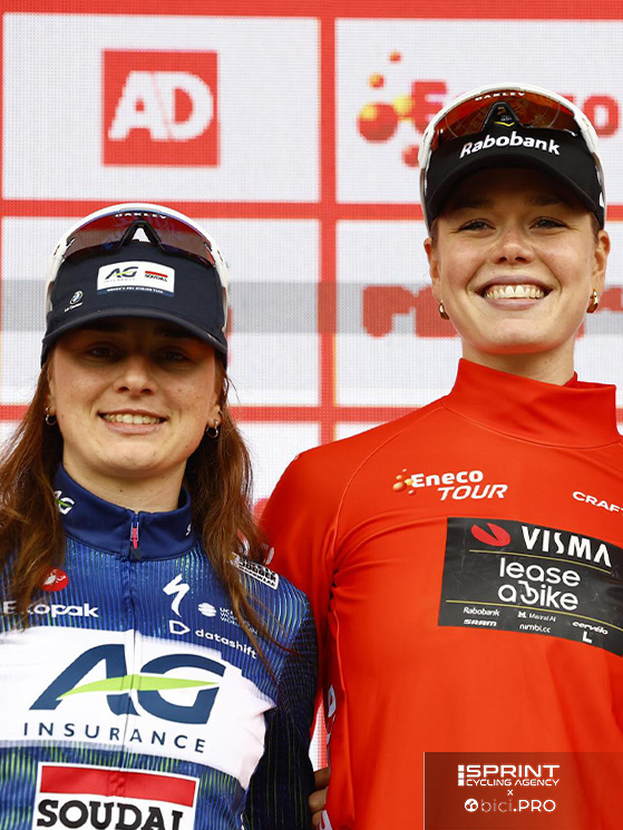 Il podio finale dell'Eneco Tour, vinto dall'olandese Lieke Nooijen sulla connazionale Markus, terza Borghesi a 37"