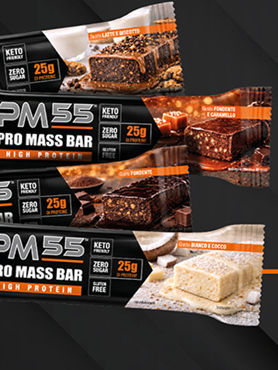 PM55 Pro Mass Bar, barrette iperproteiche di EthicSport