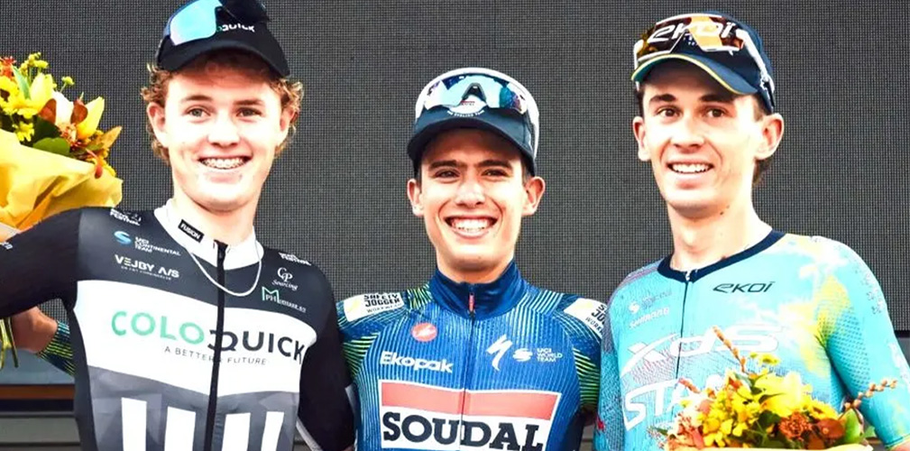 Il podio finale del Piccolo Lombardia vinto da Bravo su Jolving e il veneto