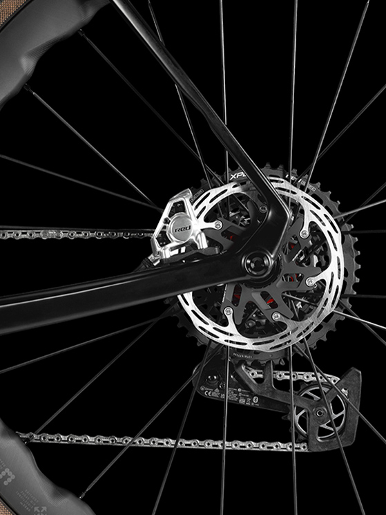 Il forcellino della G85 CezalRS è UDH, perni passanti da 12 mm e dischi flat mount da 160 mm