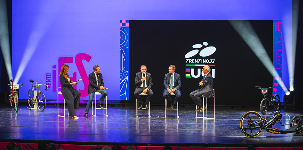 Da sinistra, Sara Benci, Maurizio Rossini, Maurizio Fugatti, David Lappartient, Pier Bergonzi