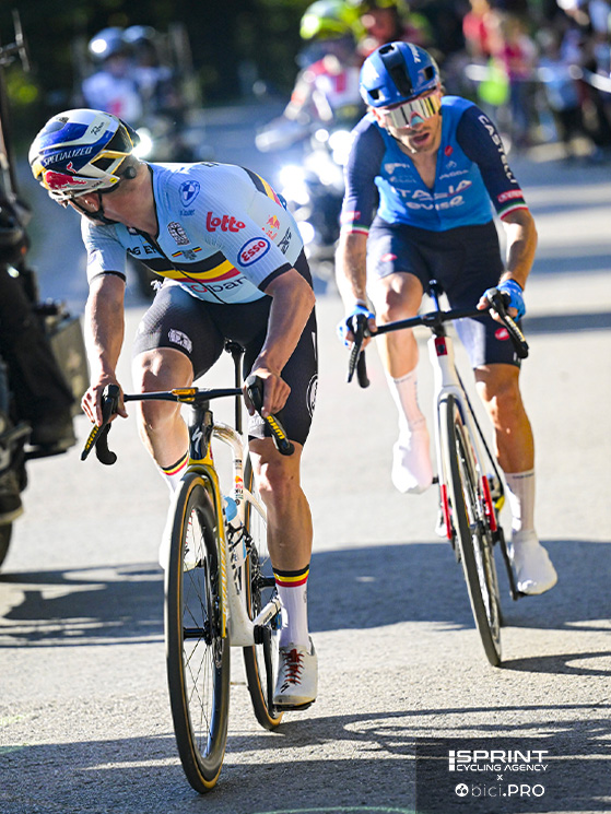 Evenepoel si volta, Ciccone è già lì: l'azzurro non si è perso neppure una mossa del belga