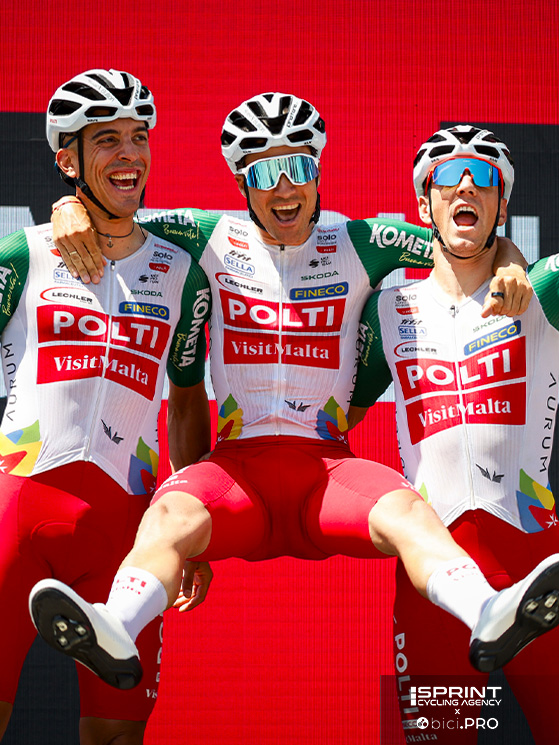 Maestri e Lonardi, entrambi provenienti dalla Bardiani di Reverberi, sono stati le colonne del Team Polti-VisitMalta: qui con Sevilla al Giro d'Italia